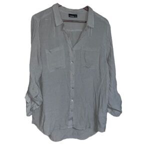 Janina Relaxed Casual Longsleeve Buttondown Sage Green Blouse Army Pale Green